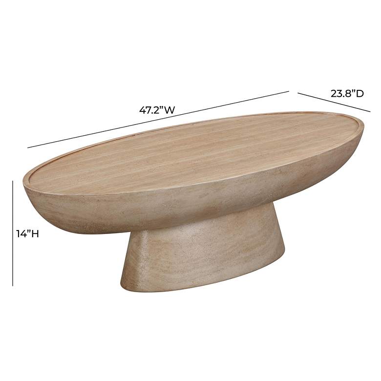Image 7 TOV Eclipse 47 1/4" Wide Faux Travertine Indoor-Outdoor Coffee Table more views