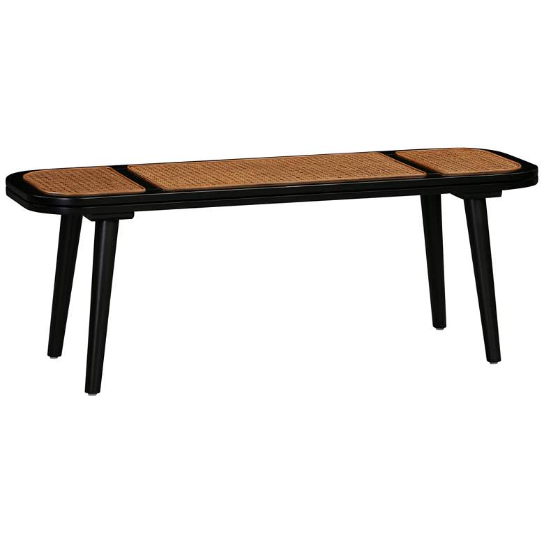 Image 3 TOV Emilia 50" Wide Modern Black and Brown Cane Seat Bench