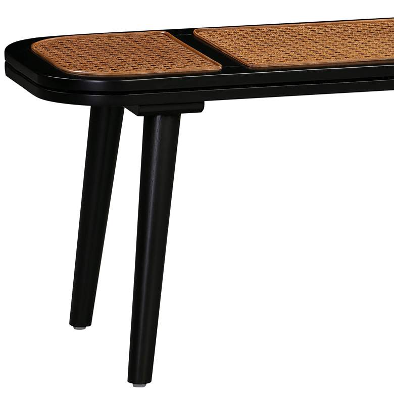Image 5 TOV Emilia 50" Wide Modern Black and Brown Cane Seat Bench more views