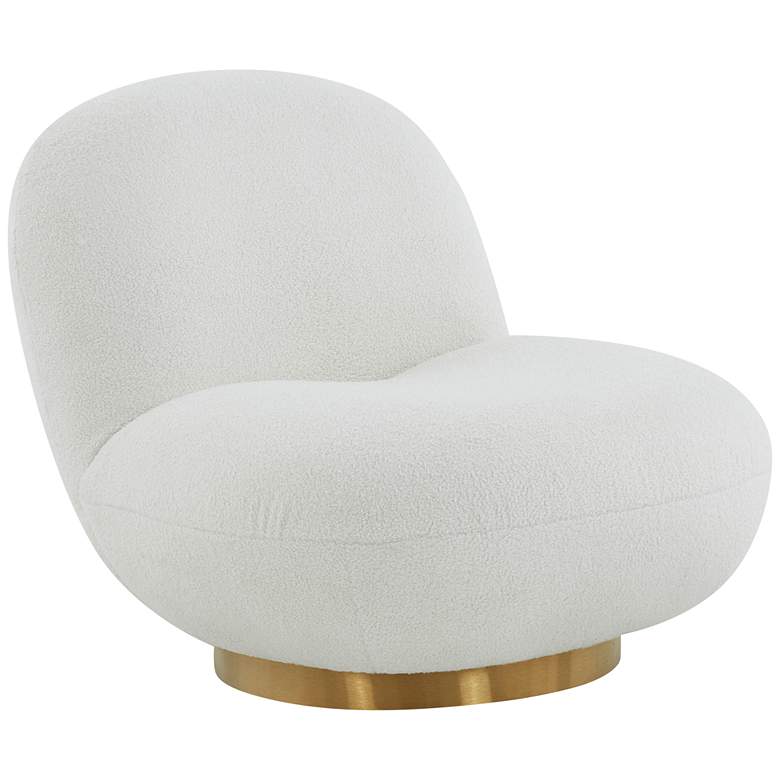 Image 1 TOV Emily 31 1/2" Wide White Boucle Fabric Modern Swivel Accent Chair