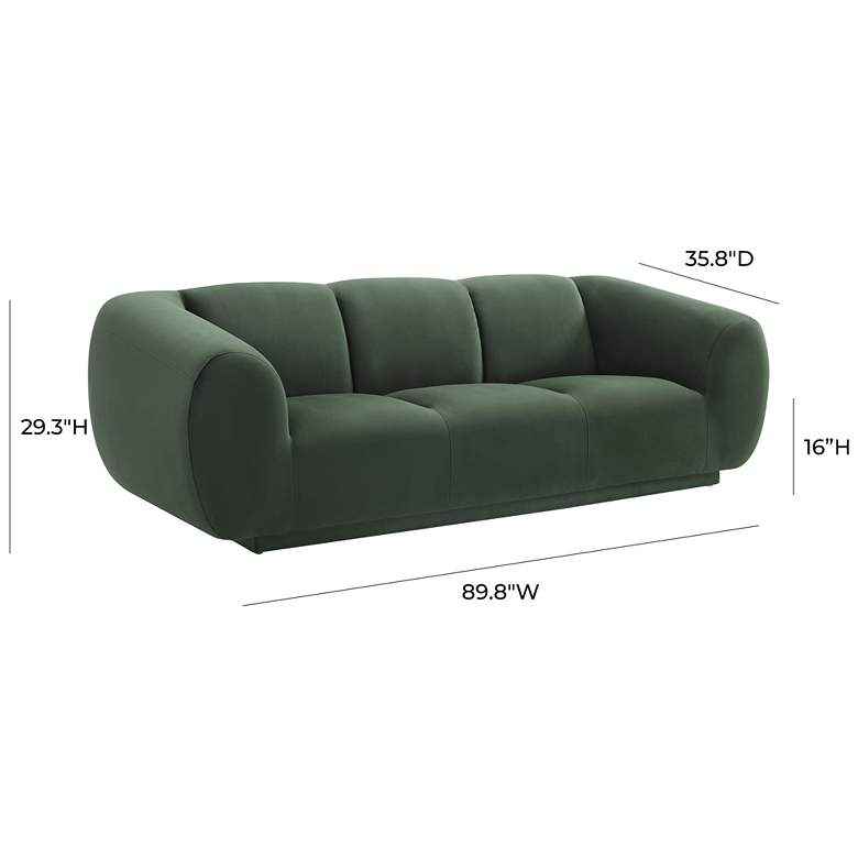 Image 6 TOV Emmet 89 3/4" Wide Modern Forest Green Velvet Fabric Sofa more views