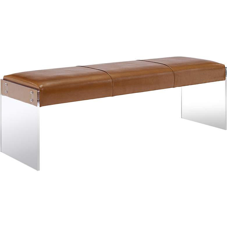 Image 1 TOV Envy 53 1/2" Wide Acrylic and Brown Bonded Leather Bench Banquette