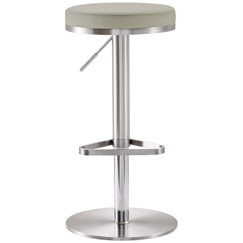 Image 1 TOV Fano 32" Modern Light Gray and Steel Adjustable Swivel Barstool