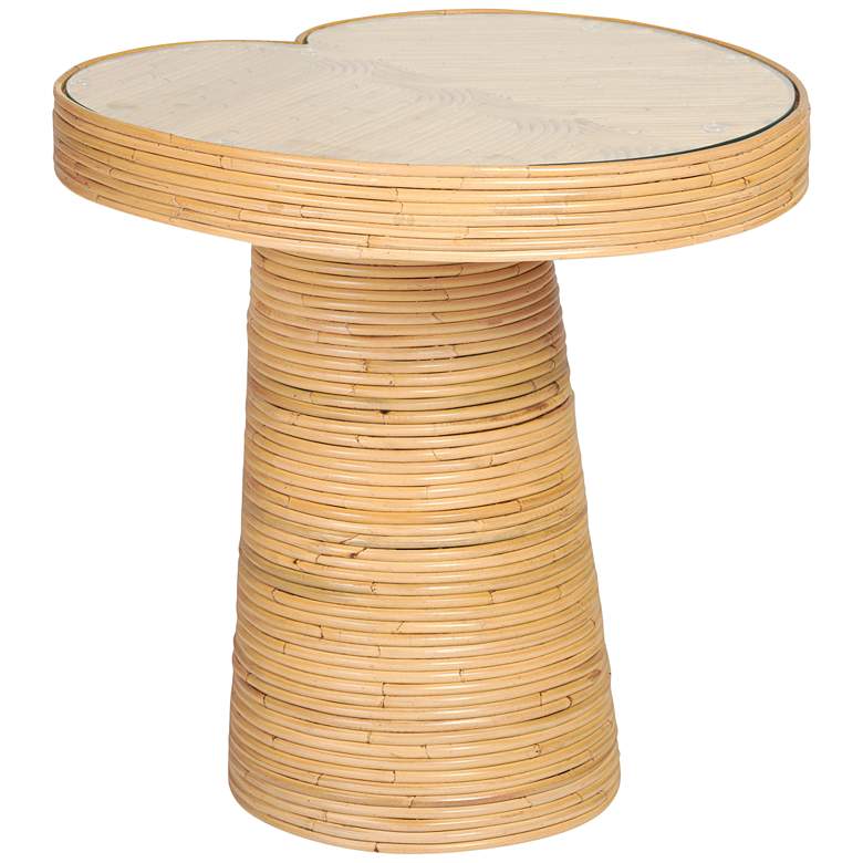 Image 1 TOV Felicia 21 1/4" Wide Modern Natural Rattan Lilypad Side Table