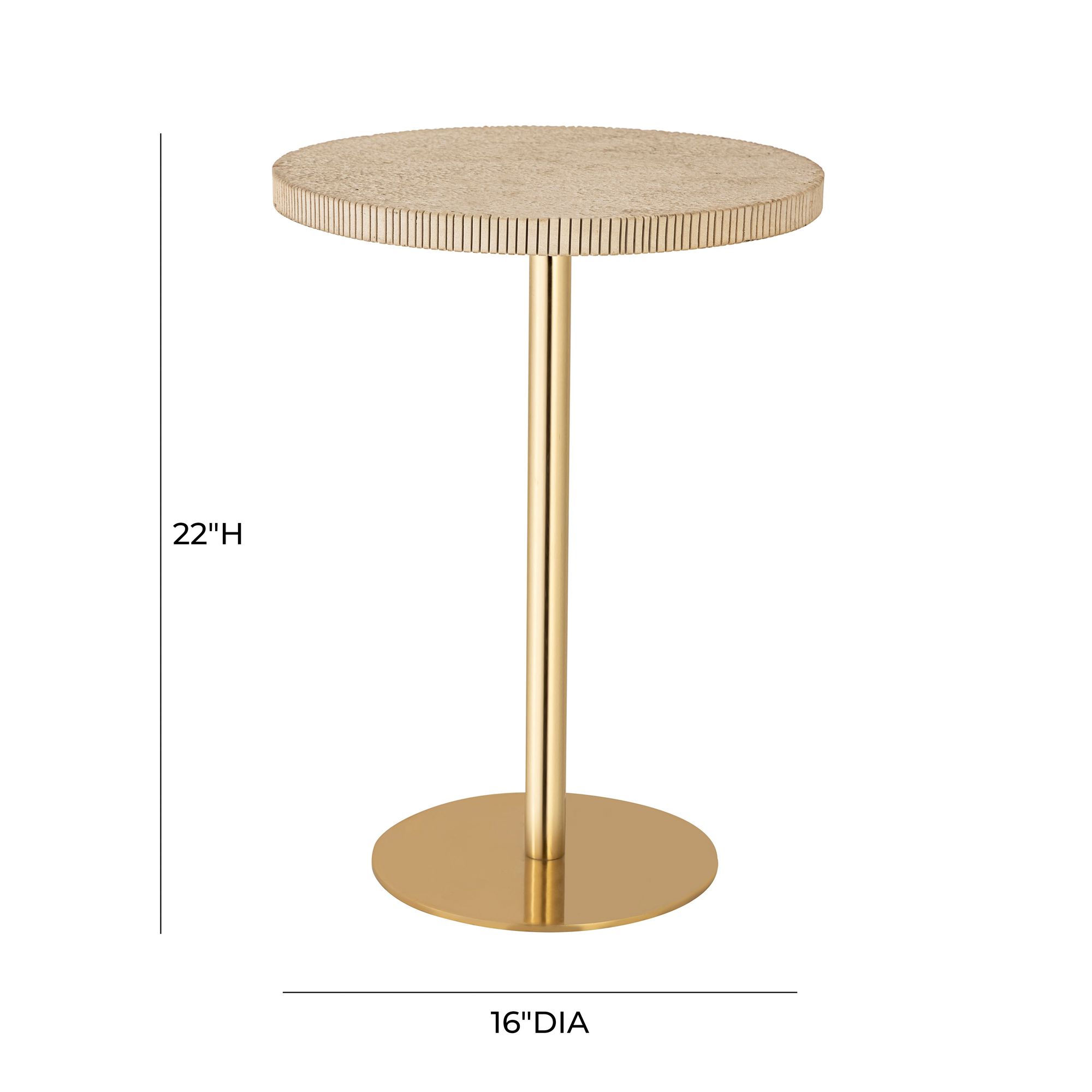 Image 7 TOV Fiona 16" Wide Modern Gold and Natural Marble Drink Side Table more views