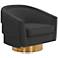 TOV Flapper 31 3/4" Wide Black Velvet Modern Swivel Armchair