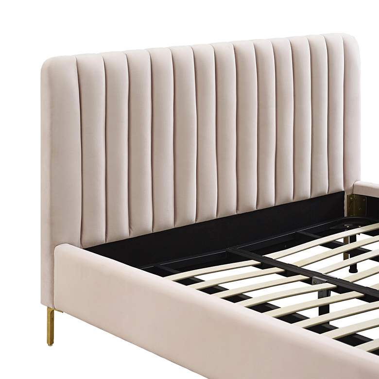 Image 3 TOV Furniture Angela 65 3/4" Wide Blush Velvet Fabric Tufted Queen Bed more views