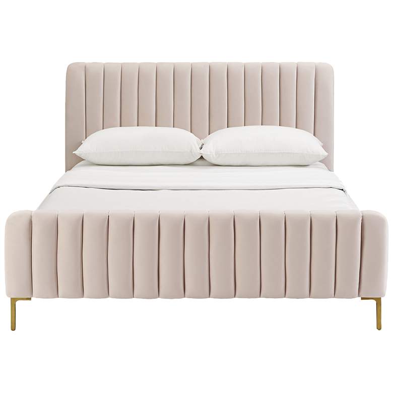 Image 5 TOV Furniture Angela 65 3/4" Wide Blush Velvet Fabric Tufted Queen Bed more views