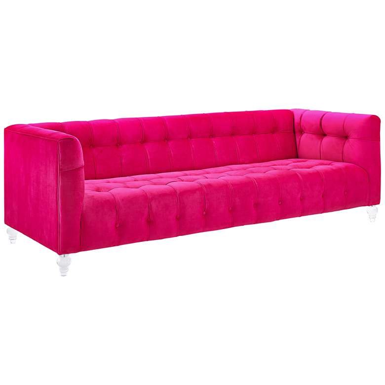 Image 1 TOV Furniture Bea 90 1/2" Wide Modern Pink Velvet Tufted Sofa