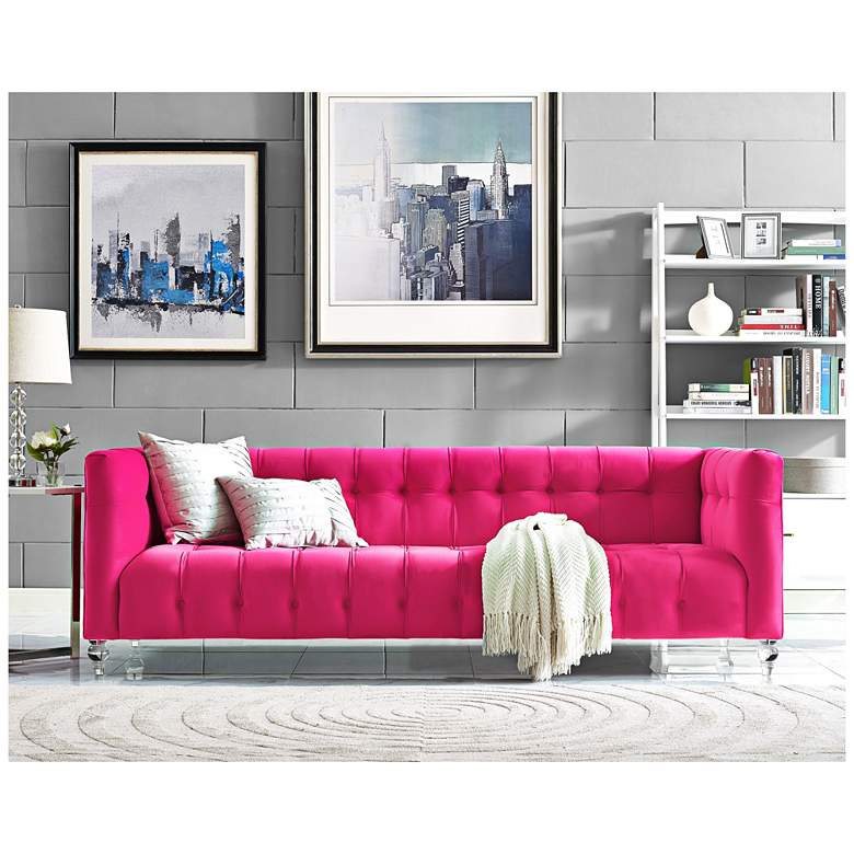 Image 2 TOV Furniture Bea 90 1/2" Wide Modern Pink Velvet Tufted Sofa more views