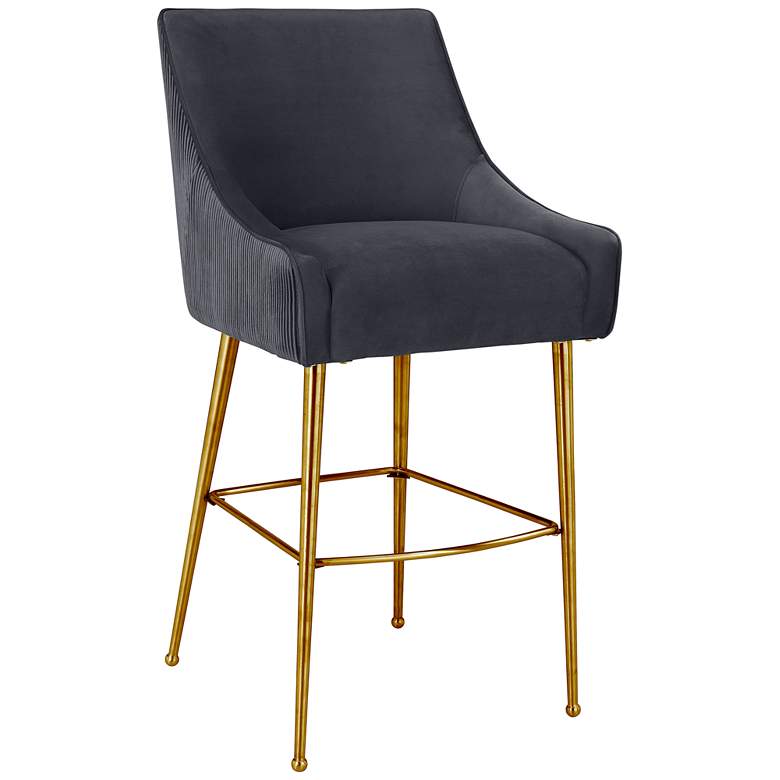 Image 1 TOV Furniture Beatrix 22" Wide Modern Gray Velvet Bar Stool