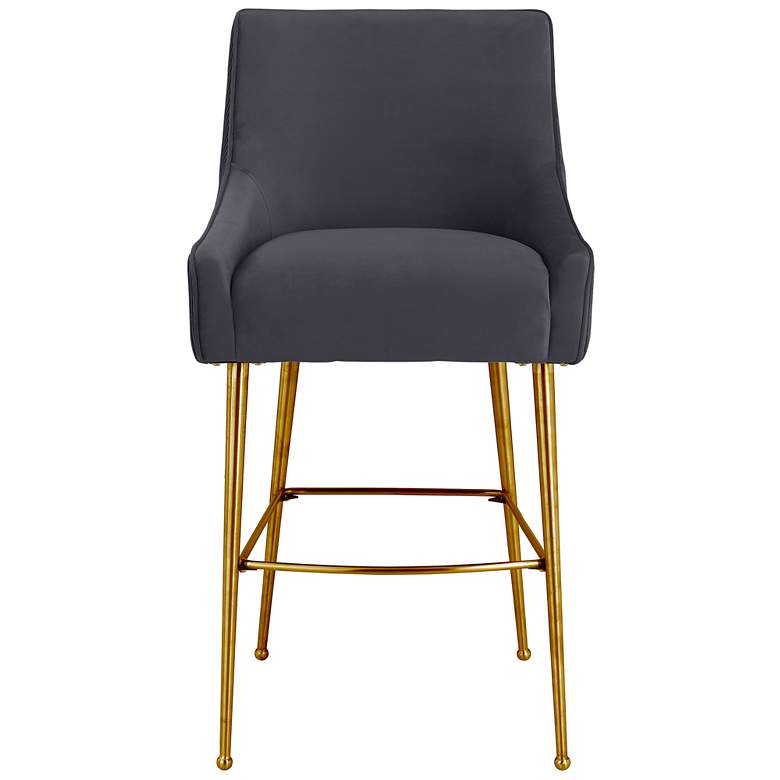 Image 3 TOV Furniture Beatrix 22" Wide Modern Gray Velvet Bar Stool more views