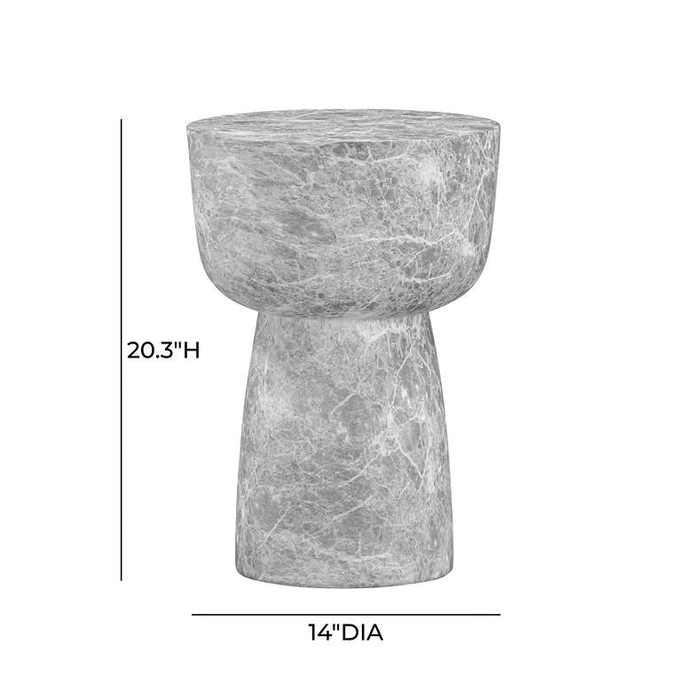 Image 5 TOV Furniture Charra 14" Wide Gray Faux Marble Concrete Side Table more views
