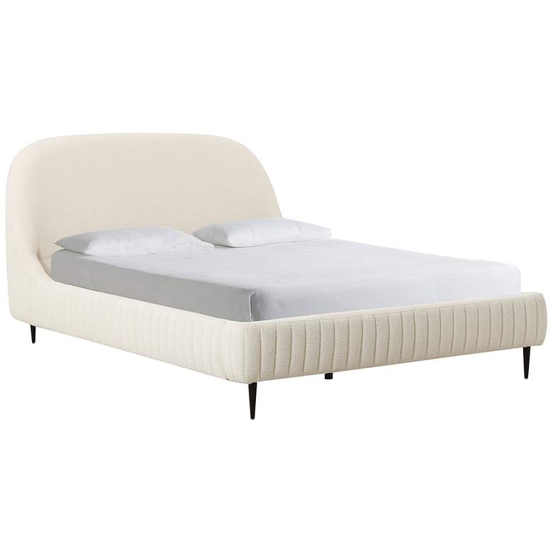 Image 1 TOV Furniture Denise 83 1/2" Wide Cream Boucle Tufted Fabric King Bed