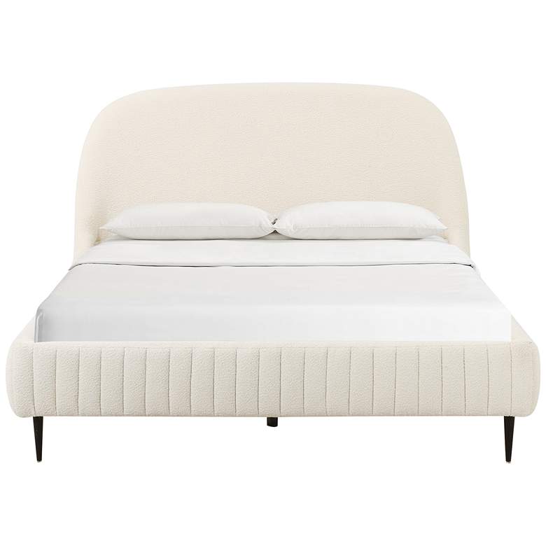 Image 3 TOV Furniture Denise 83 1/2" Wide Cream Boucle Tufted Fabric King Bed more views