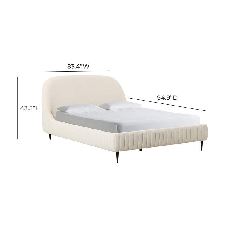 Image 4 TOV Furniture Denise 83 1/2" Wide Cream Boucle Tufted Fabric King Bed more views