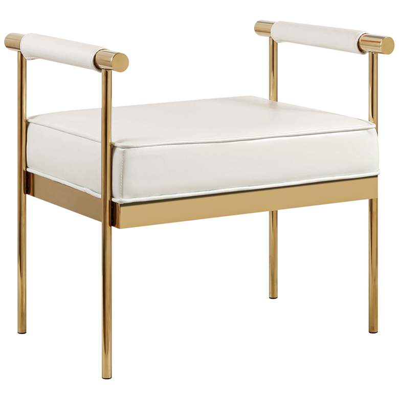 Image 1 TOV Furniture Diva 25 1/4" Wide White Faux Leather Bench