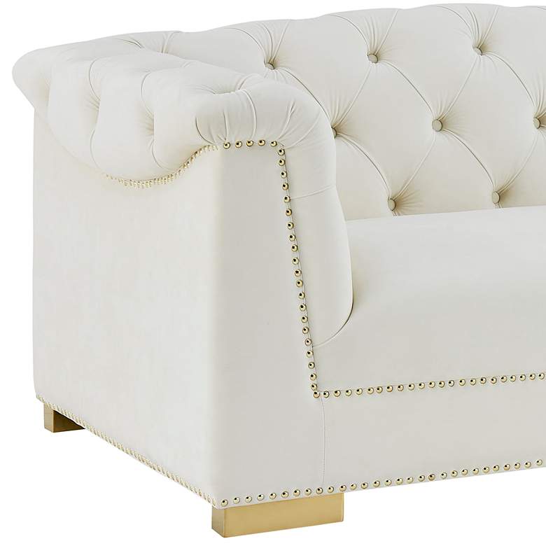 Image 4 TOV Furniture Farah 68 1/2" Wide Modern Cream Velvet Tufted Loveseat more views