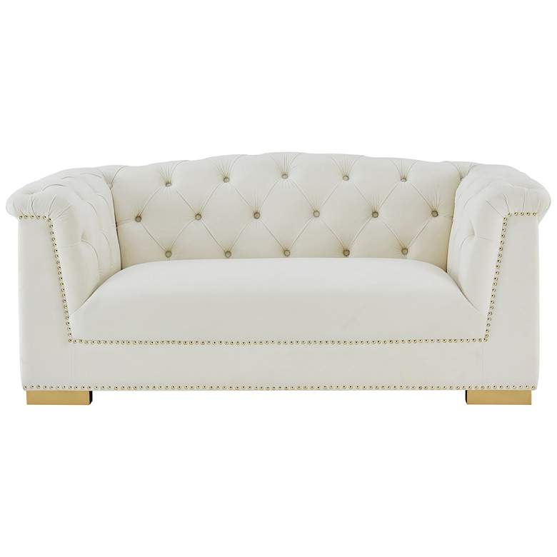 Image 6 TOV Furniture Farah 68 1/2" Wide Modern Cream Velvet Tufted Loveseat more views