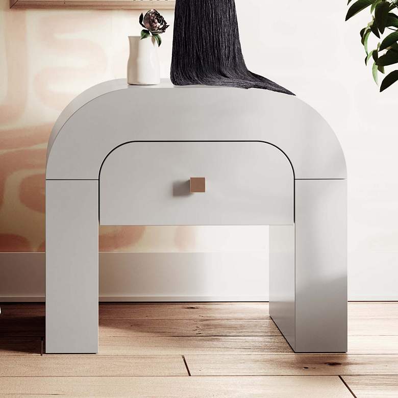 Image 1 TOV Furniture Hump 26" Wide 1-Drawer White Wood Modern Nightstand