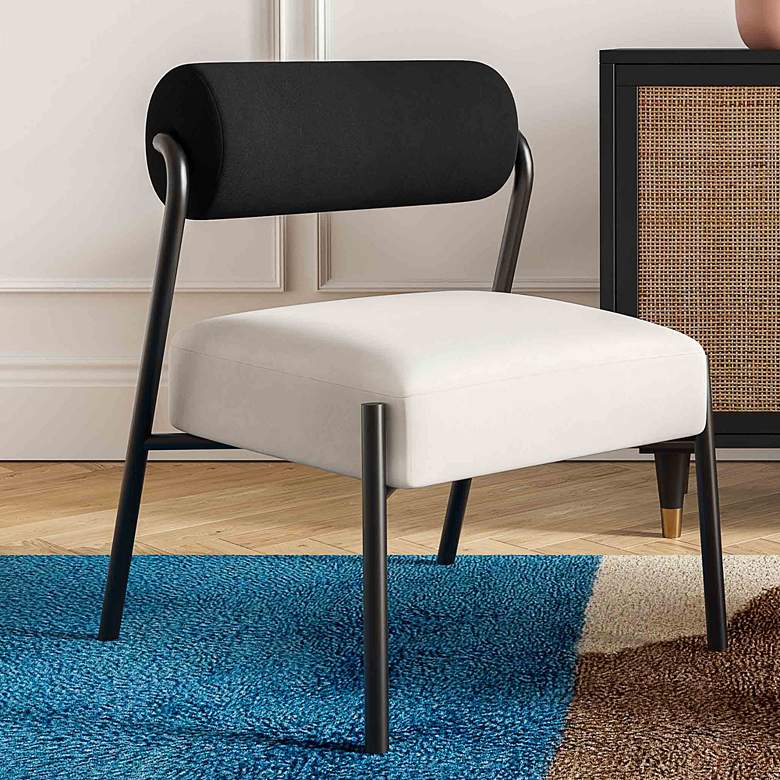 Image 2 TOV Furniture Jolene 20 3/4" Wide Black and Cream Velvet Accent Chair