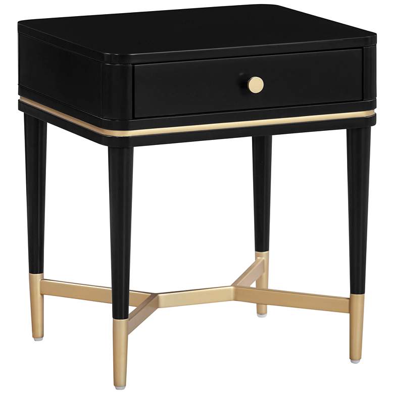 Image 2 TOV Furniture Julieta 19" Wide Black Wood 1-Drawer Nightstand