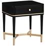 2_TOV Furniture Julieta 19" Wide Black Wood 1-Drawer Nightstand