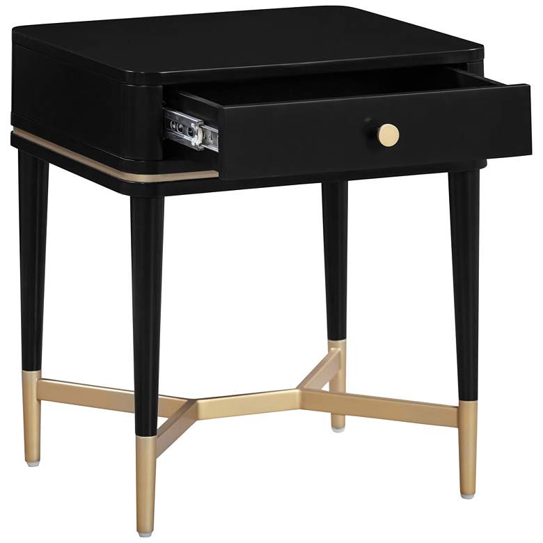 Image 7 TOV Furniture Julieta 19" Wide Black Wood 1-Drawer Nightstand more views