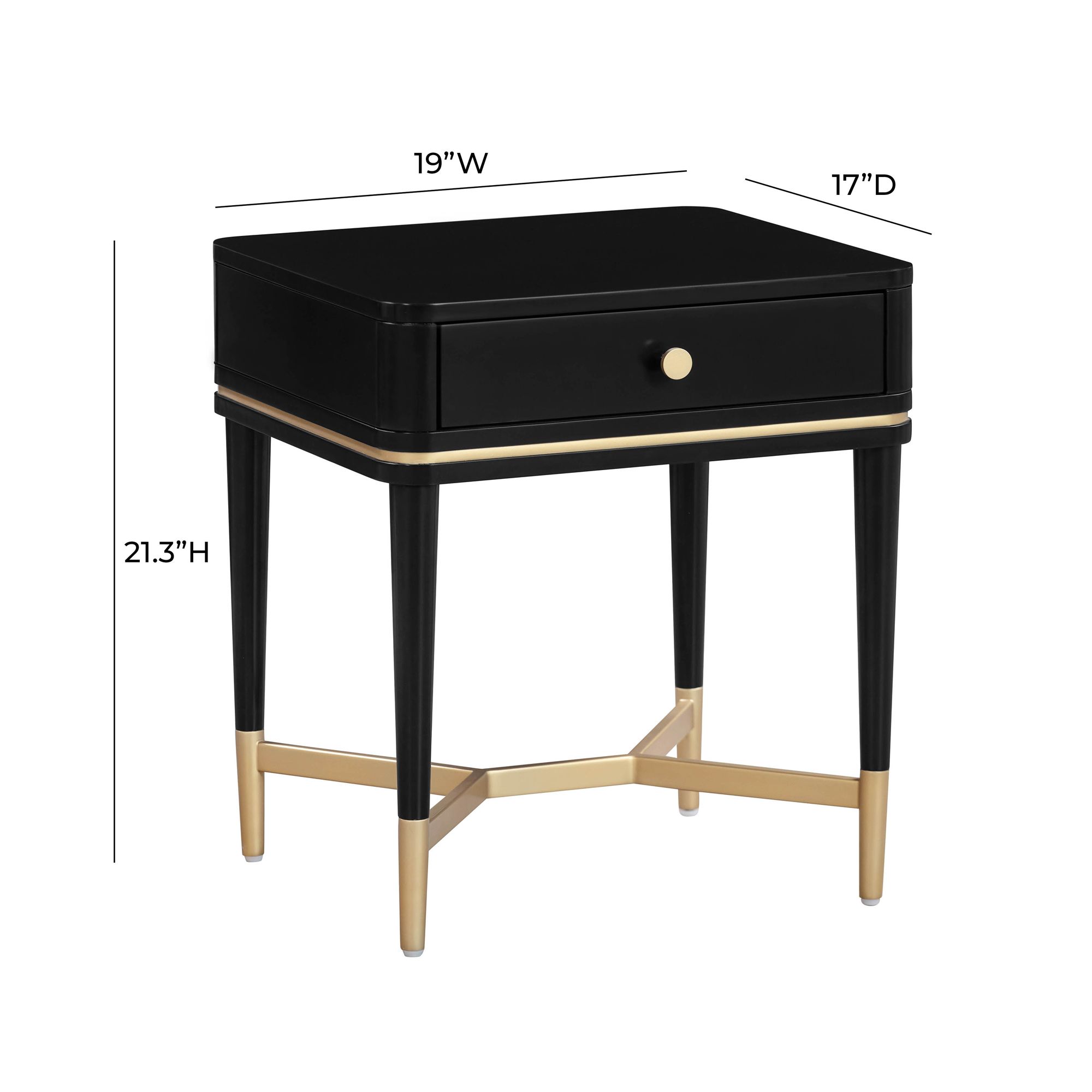 TOV Furniture Julieta 19" Wide Black Wood 1-Drawer Nightstand