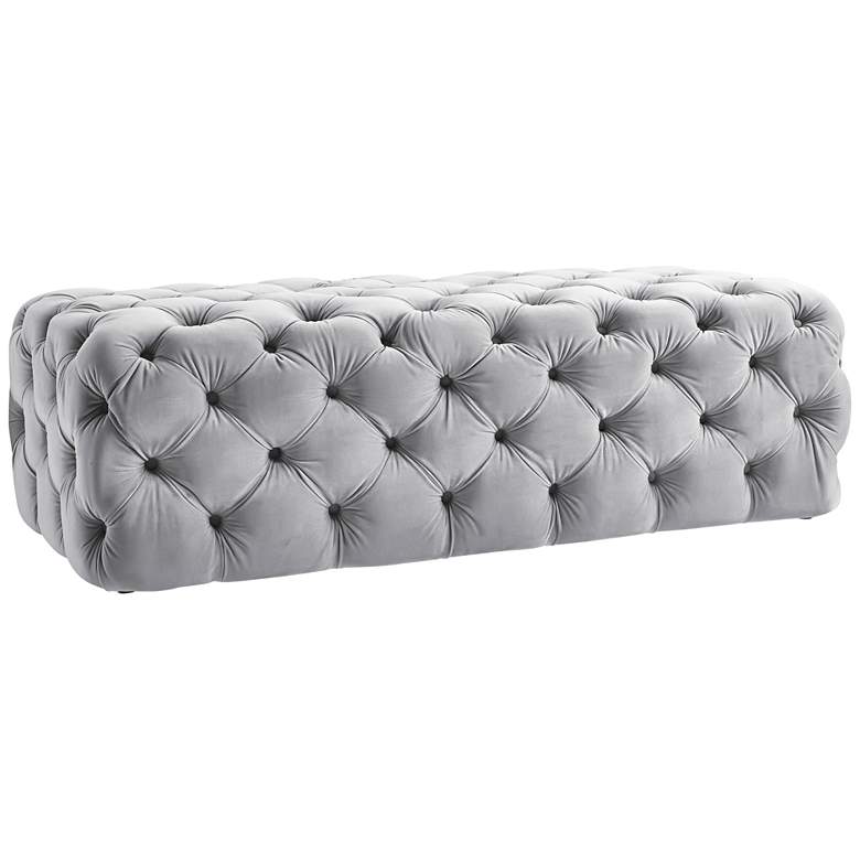 Image 1 TOV Furniture Kaylee 51 1/4" Jumbo Tufted Gray Velvet Ottoman