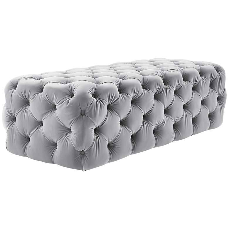 Image 2 TOV Furniture Kaylee 51 1/4" Jumbo Tufted Gray Velvet Ottoman more views