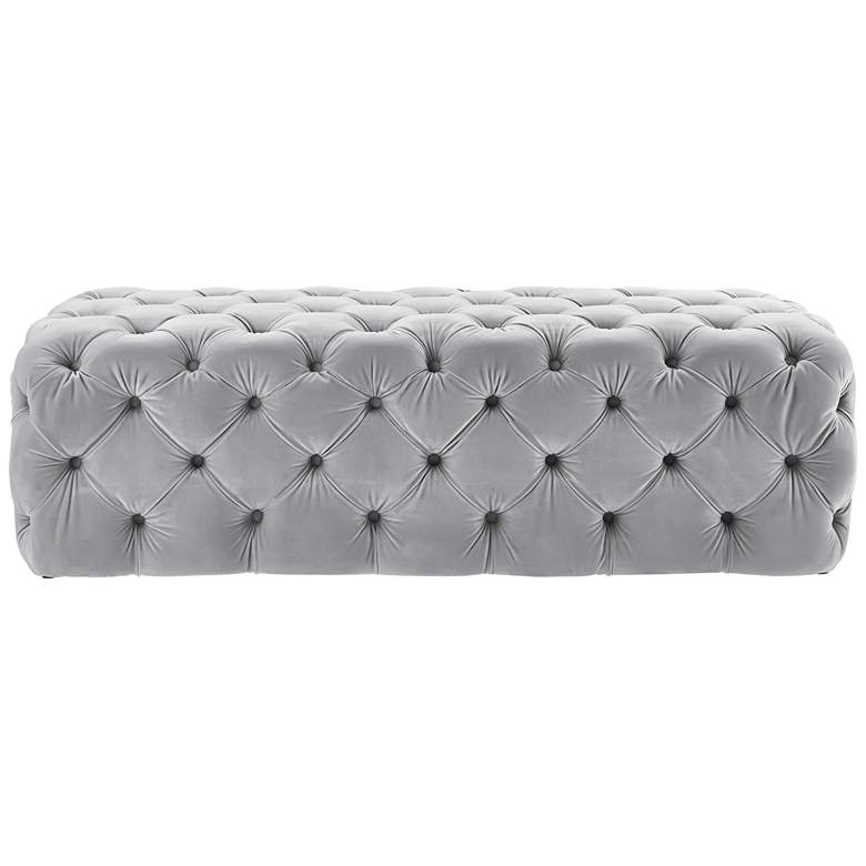 Image 3 TOV Furniture Kaylee 51 1/4" Jumbo Tufted Gray Velvet Ottoman more views