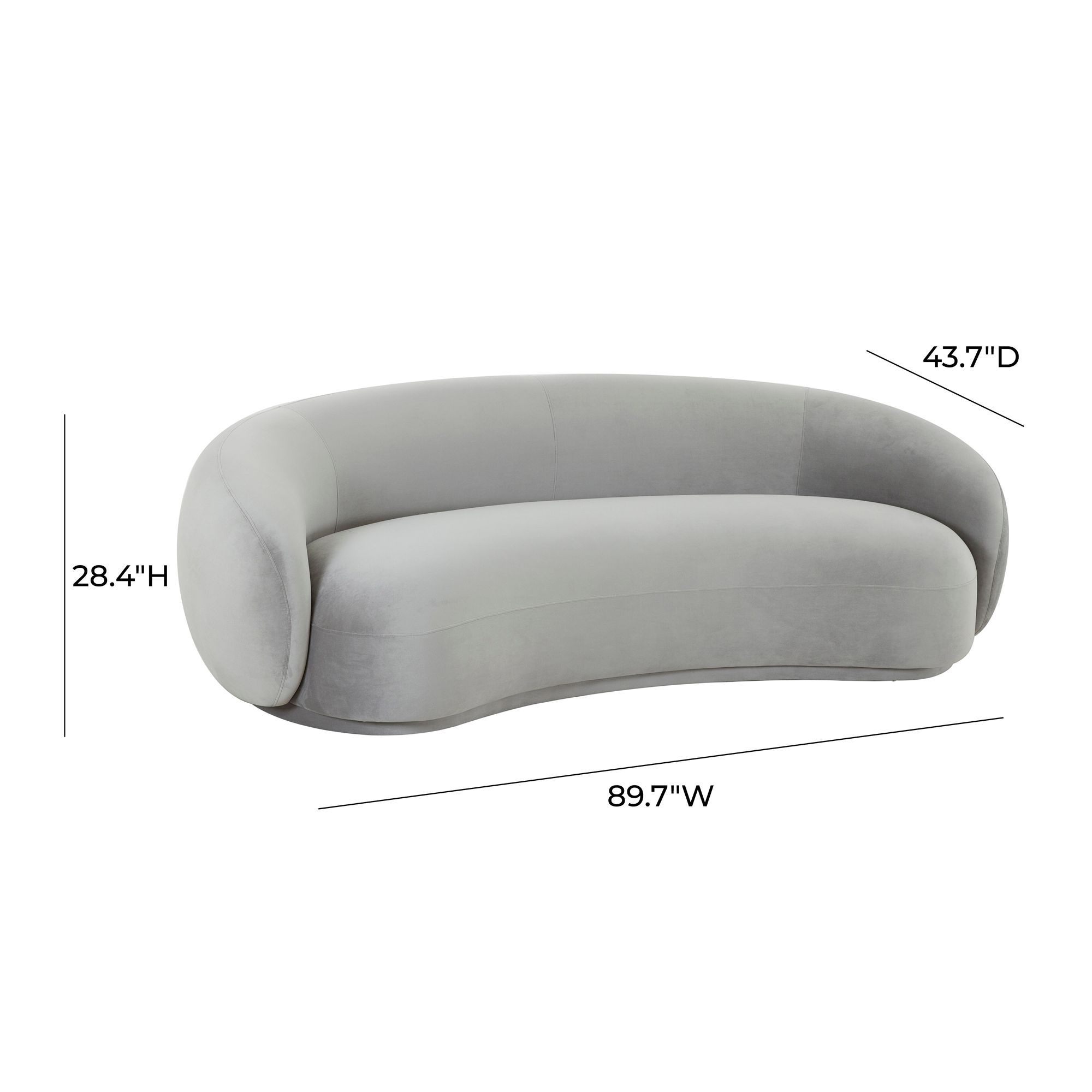 Image 5 TOV Furniture Kendall 89 3/4" Modern Light Gray Velvet Curved Sofa more views