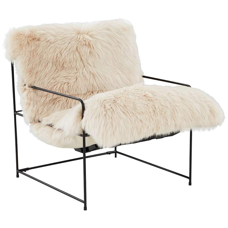 Image 2 TOV Furniture Kimi 27" Wide Modern Natural Sheepskin Accent Chair
