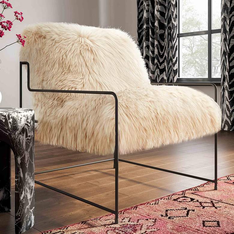 Image 1 TOV Furniture Kimi 27" Wide Modern Natural Sheepskin Accent Chair