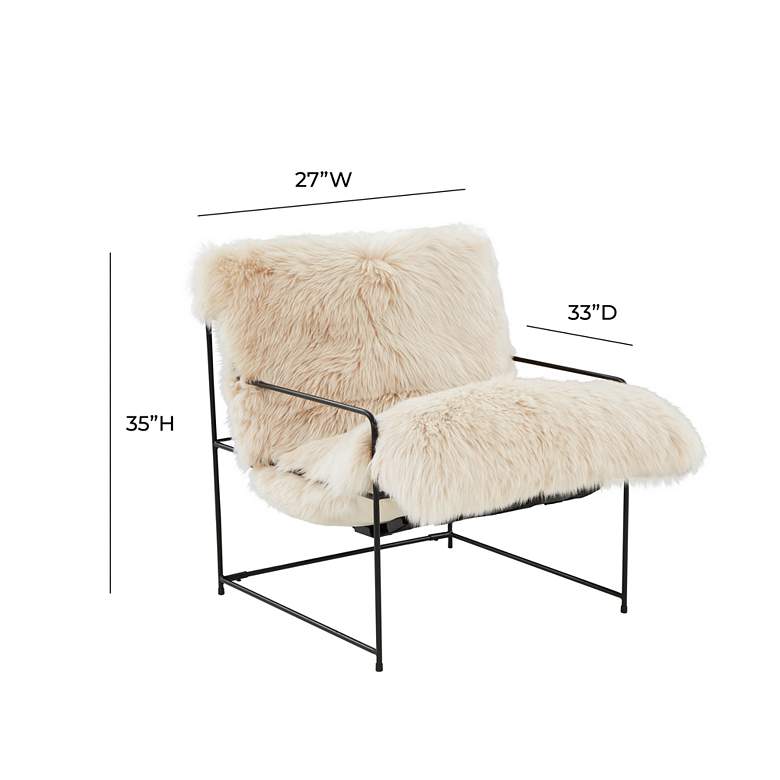 Image 7 TOV Furniture Kimi 27" Wide Modern Natural Sheepskin Accent Chair more views
