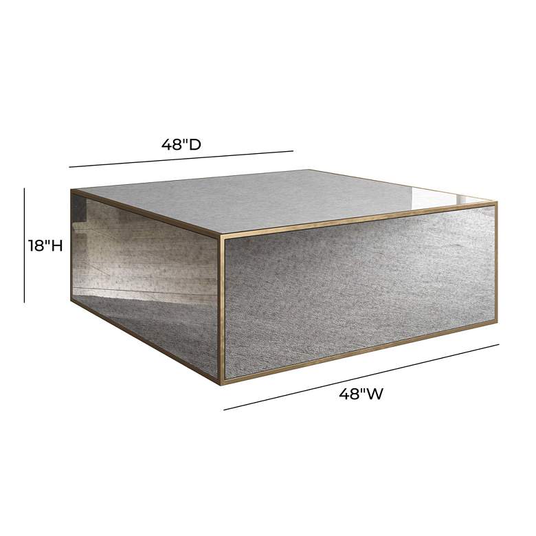 Image 6 TOV Furniture Lana 48" Wide Modern Antique Mirrored Glass Coffee Table more views