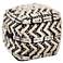 TOV Furniture Mariel 18" Wide Black and Natural Cotton Pouf Ottoman