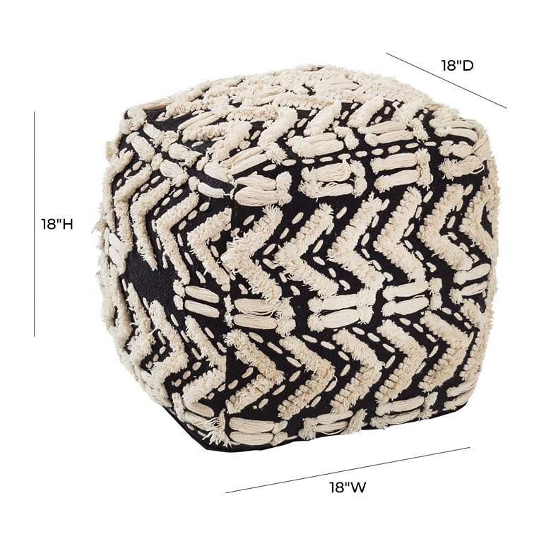 Image 4 TOV Furniture Mariel 18" Wide Black and Natural Cotton Pouf Ottoman more views