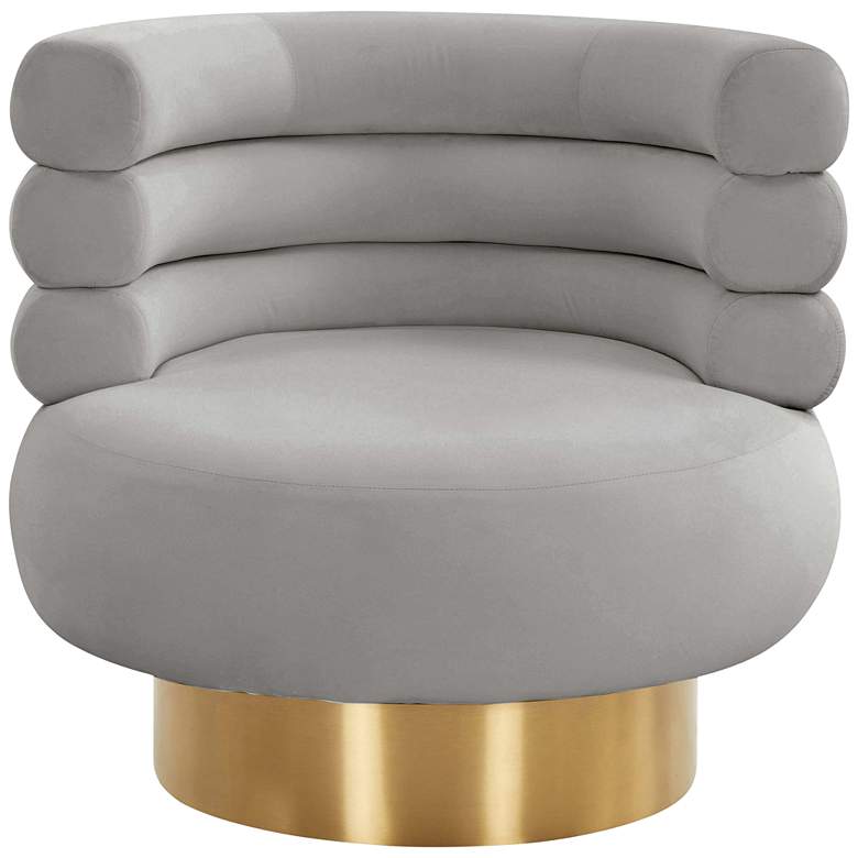 Image 6 TOV Furniture Naomi 32" Luxe Gray Velvet Modern Swivel Chair more views