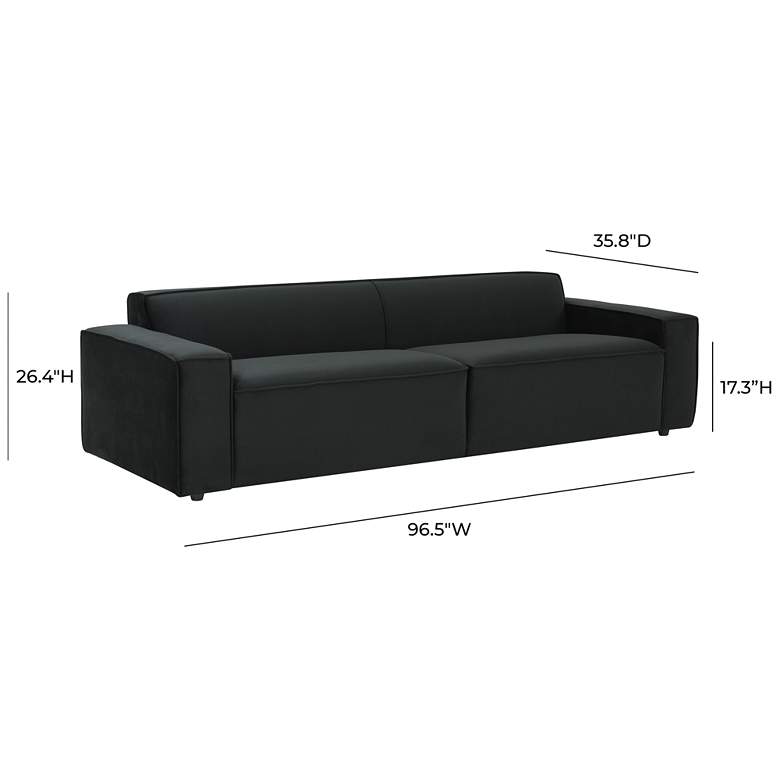Image 6 TOV Furniture Olafur 96 1/2" Wide Modern Black Velvet 2-Seater Sofa more views