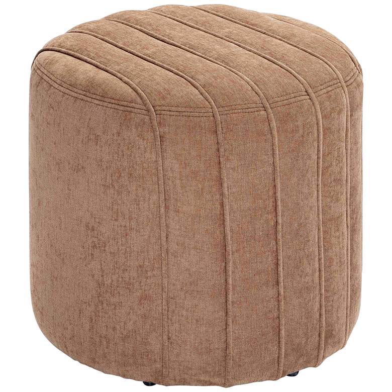 Image 1 TOV Furniture Pouch 19" Wide Rust Chenille Fabric Round Ottoman