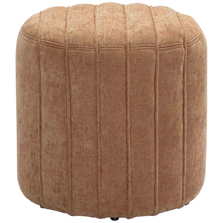Image 3 TOV Furniture Pouch 19" Wide Rust Chenille Fabric Round Ottoman more views