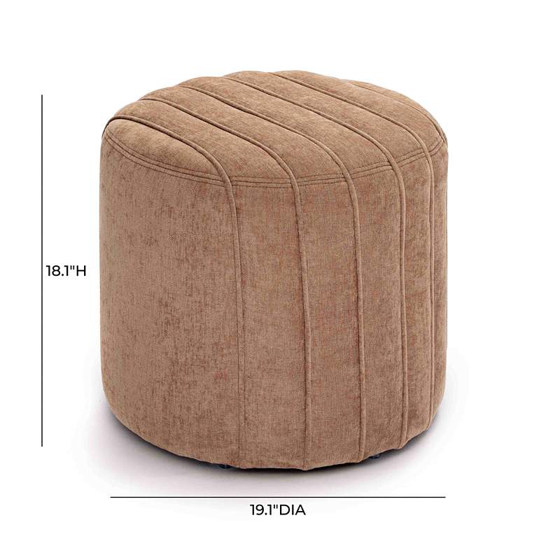 Image 4 TOV Furniture Pouch 19" Wide Rust Chenille Fabric Round Ottoman more views