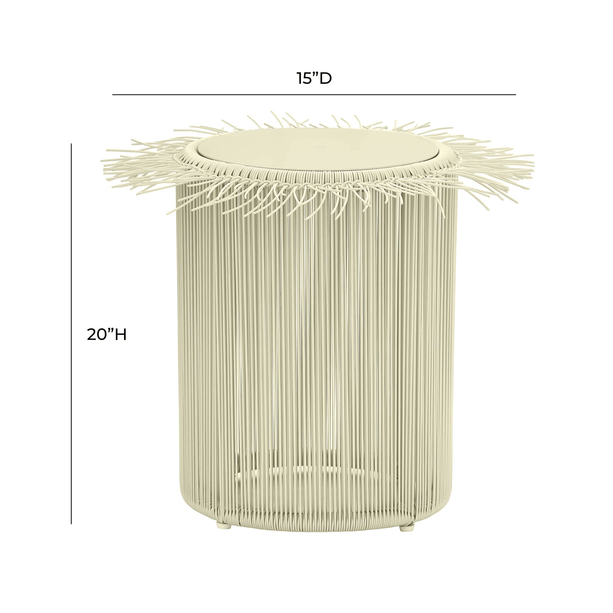 Image 6 TOV Furniture Rafa 15" Wide Cream Outdoor Round Side Table more views