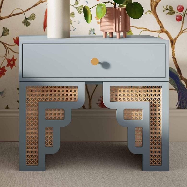 Image 2 TOV Furniture Suzie 26" Modern Patel Blue Wood 1-Drawer Nightstand