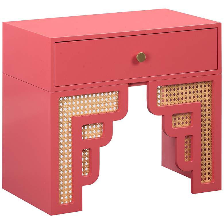 Image 3 TOV Furniture Suzie 26" Wide Coral Pink Wood 1-Drawer Nightstand