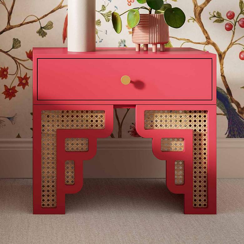 Image 2 TOV Furniture Suzie 26" Wide Coral Pink Wood 1-Drawer Nightstand