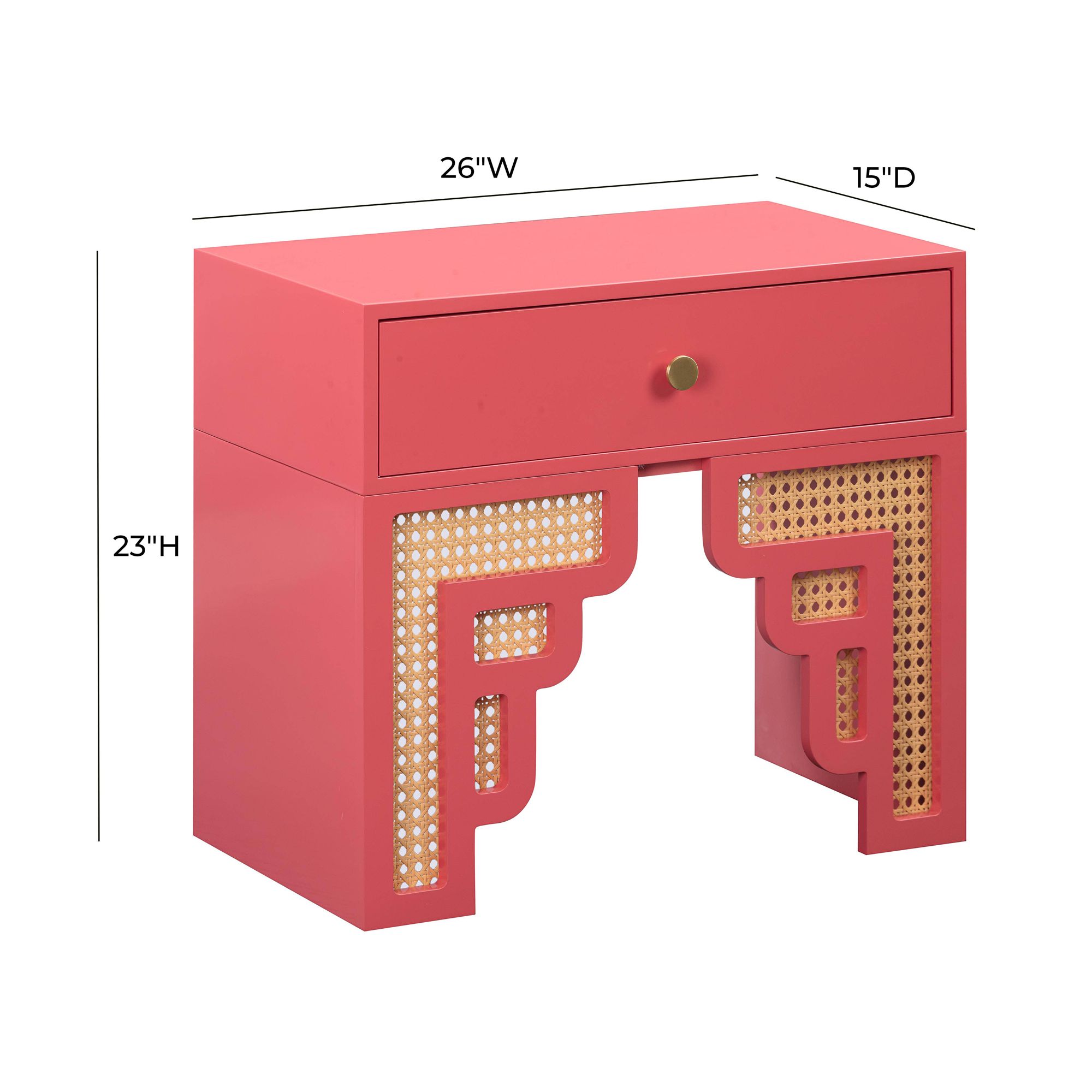 TOV Furniture Suzie 26" Wide Coral Pink Wood 1-Drawer Nightstand in scene