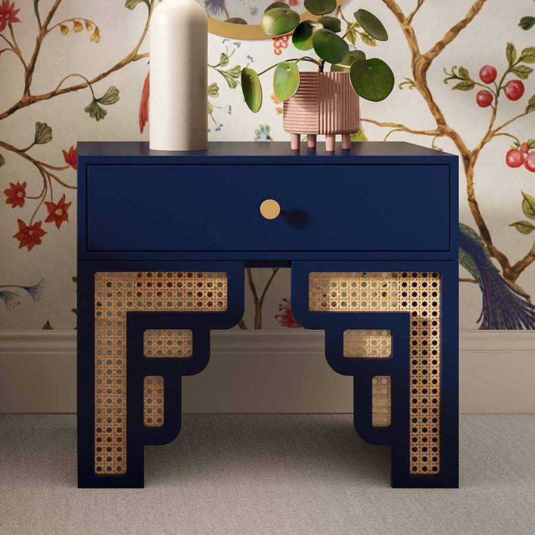 Image 2 TOV Furniture Suzie 26" Wide Modern Navy Wood 1-Drawer Nightstand